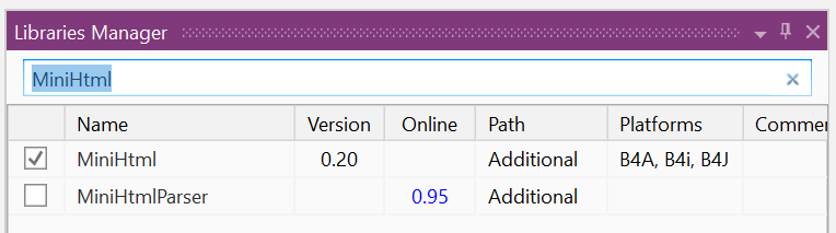 check MiniHtml library